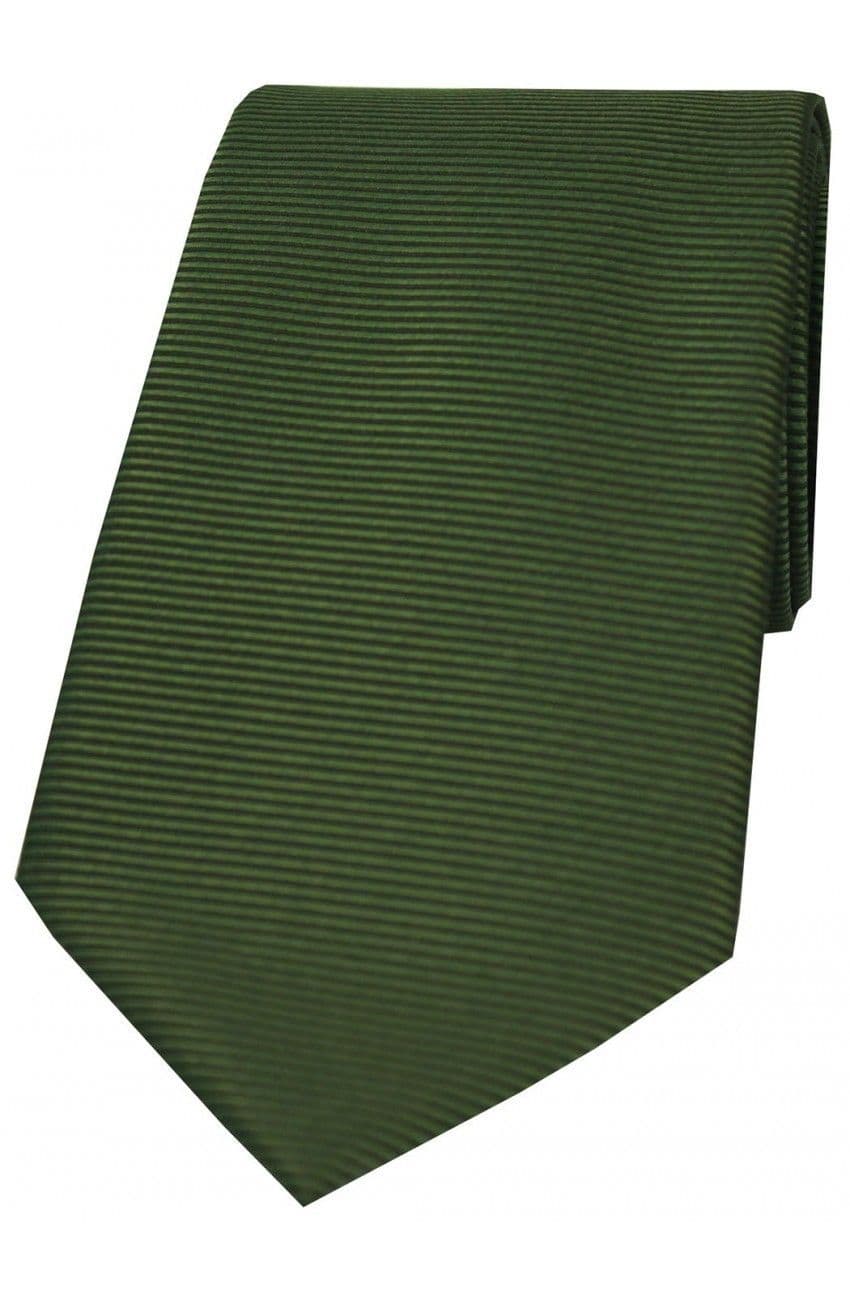 Soprano Horizontal Ribbed Polyester Woven Country Tie        - Racing Green