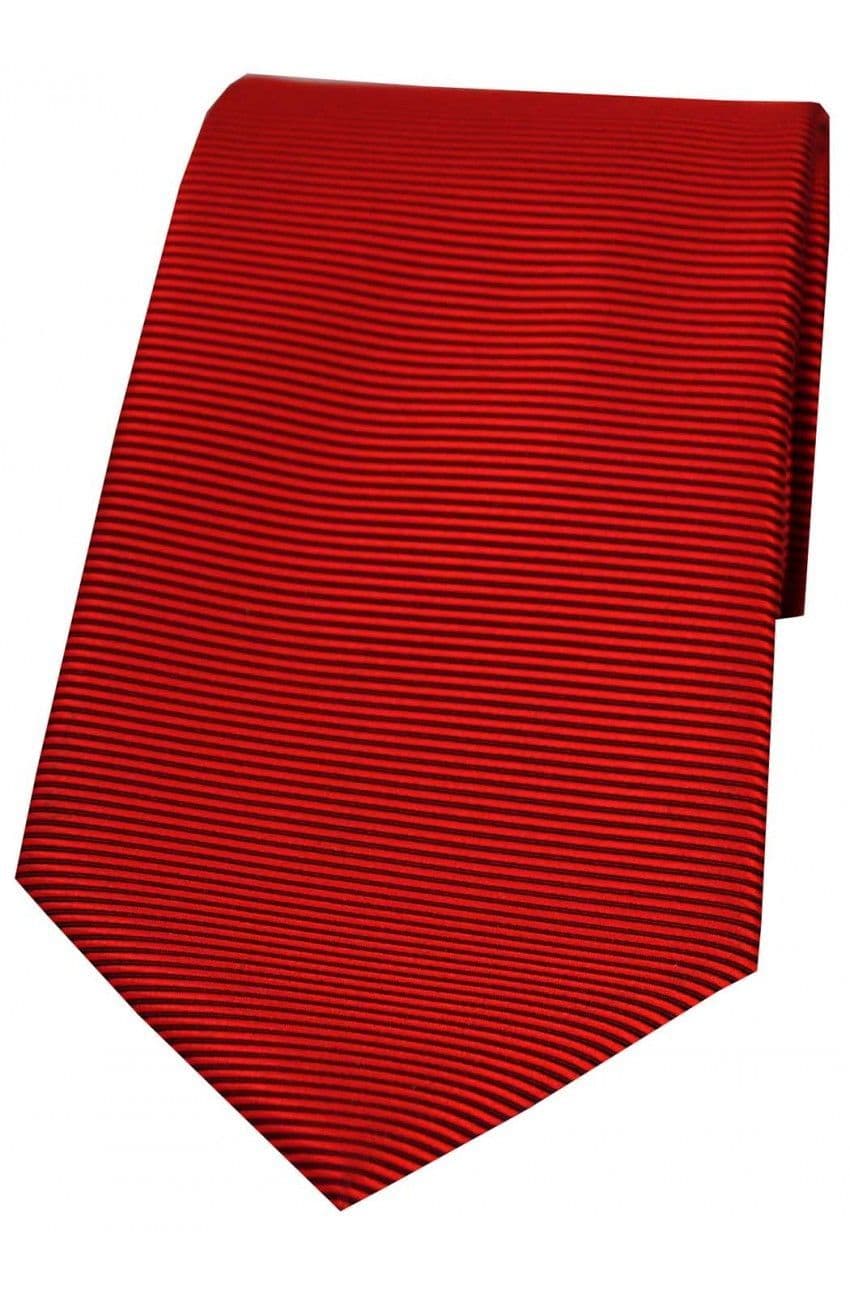 Soprano Horizontal Ribbed Polyester Woven Country Tie - Red