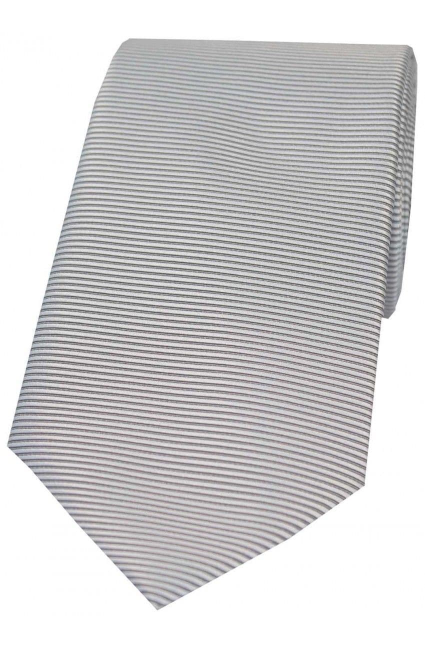 Soprano Horizontal Ribbed Polyester Woven Country Tie        - Silver