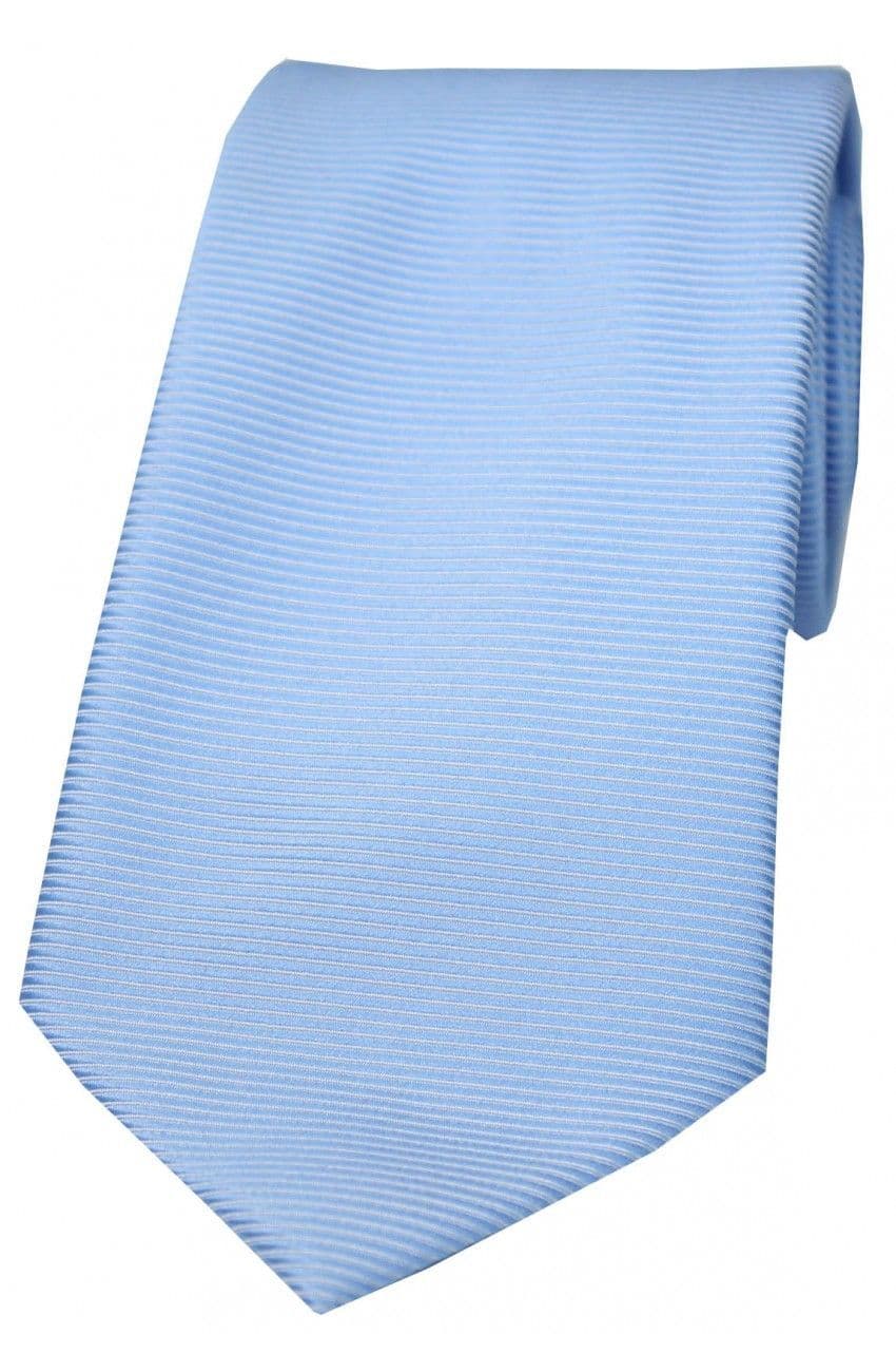 Soprano Horizontal Ribbed Polyester Woven Country Tie        - Sky Blue