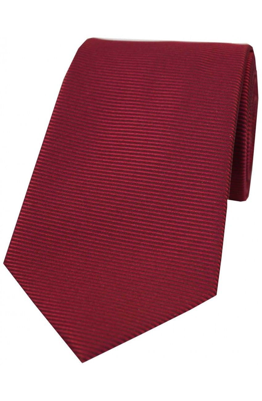 Soprano Horizontal Ribbed Polyester Woven Country Tie        - Wine