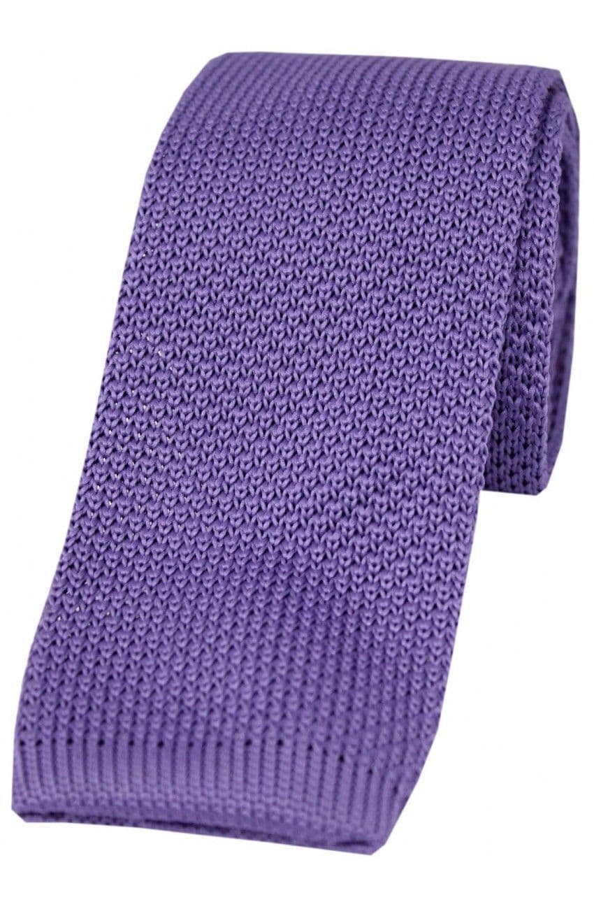 Soprano Knitted Poly Square Cut 5.5cm Country Tie - Lilac