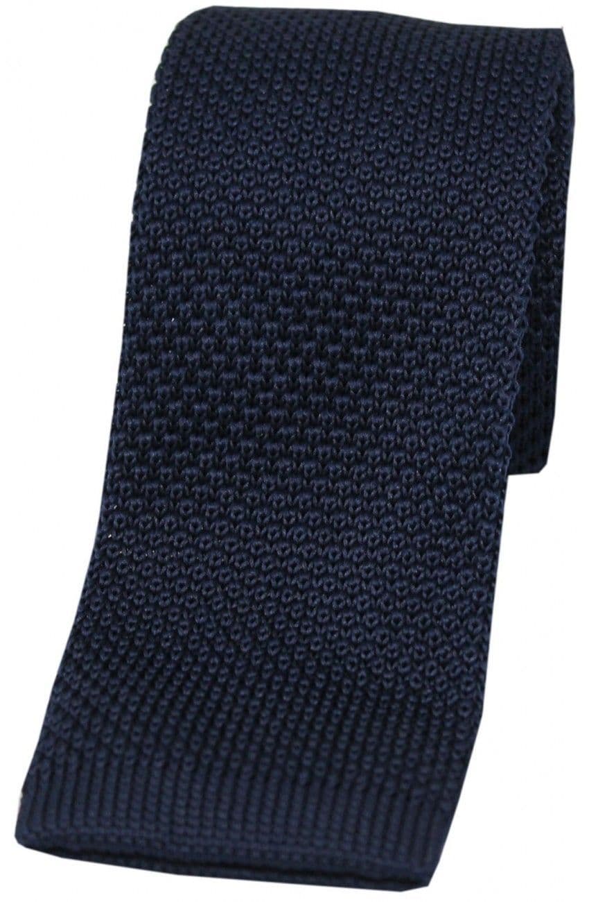 Soprano Knitted Poly Square Cut 5.5cm Country Tie - Navy
