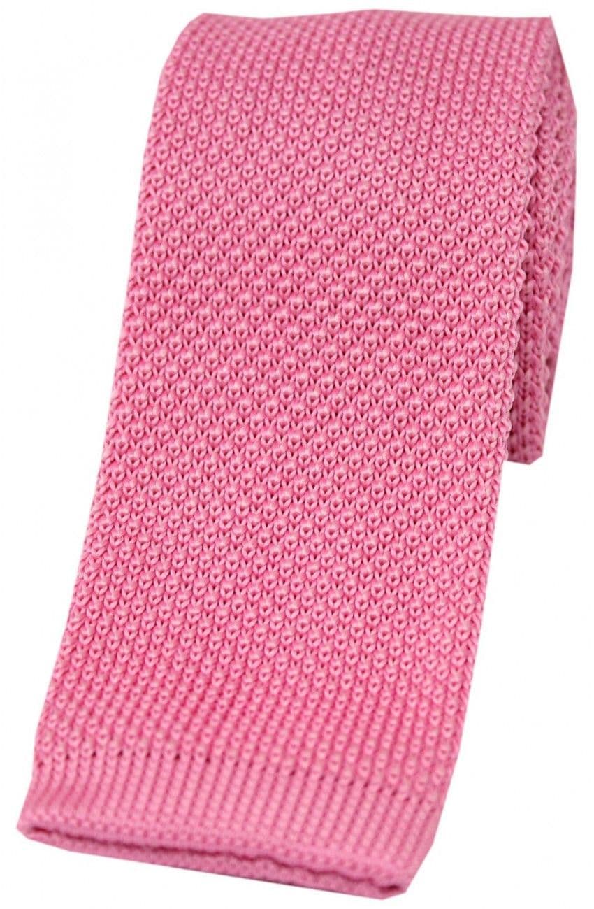 Soprano Knitted Poly Square Cut 5.5cm Country Tie - Pink