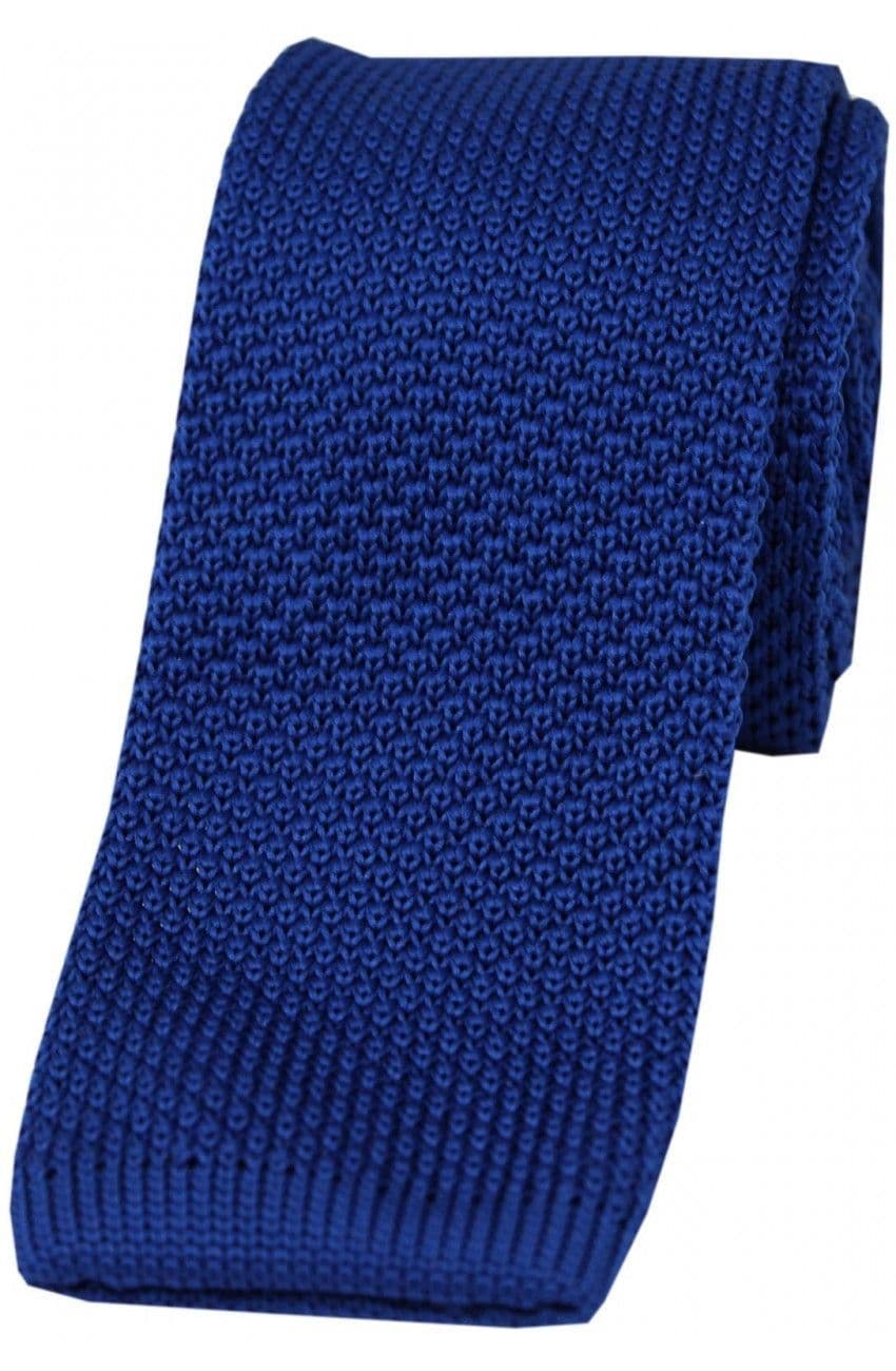 Soprano Knitted Poly Square Cut 5.5cm Country Tie - Royal Blue