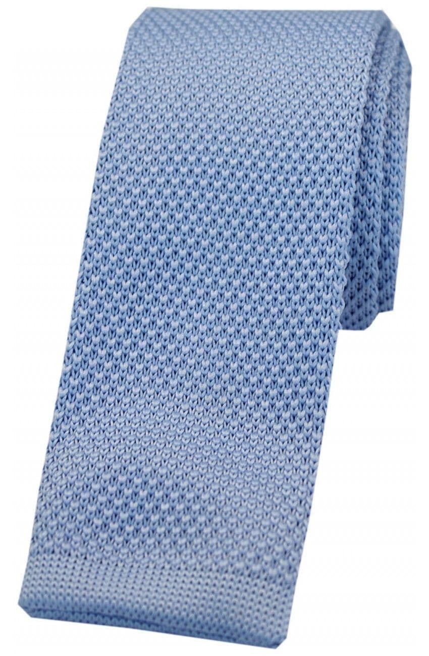 Soprano Knitted Poly Square Cut 5.5cm Country Tie - Sky Blue