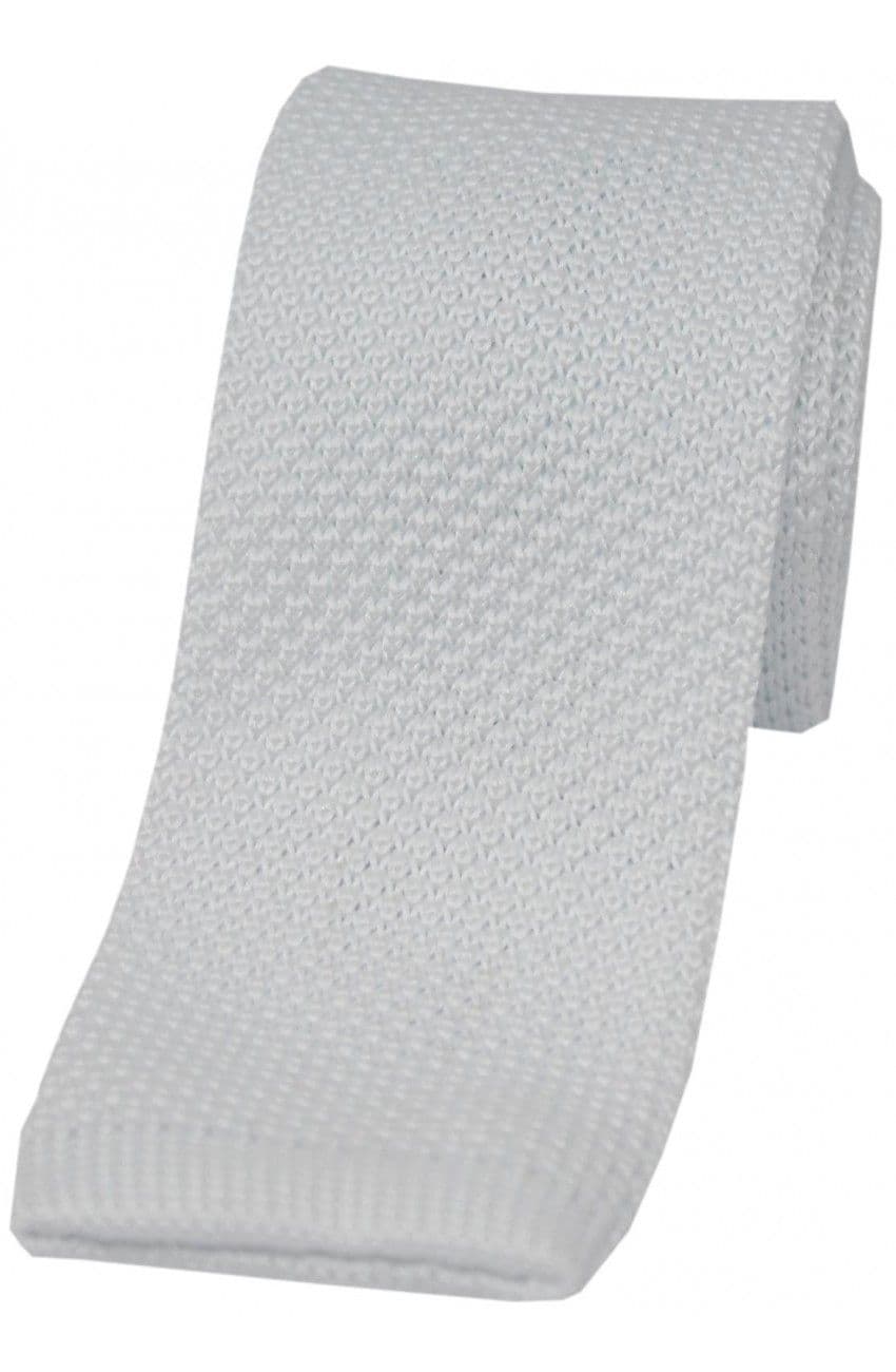 Soprano Knitted Poly Square Cut 5.5cm Country Tie - White