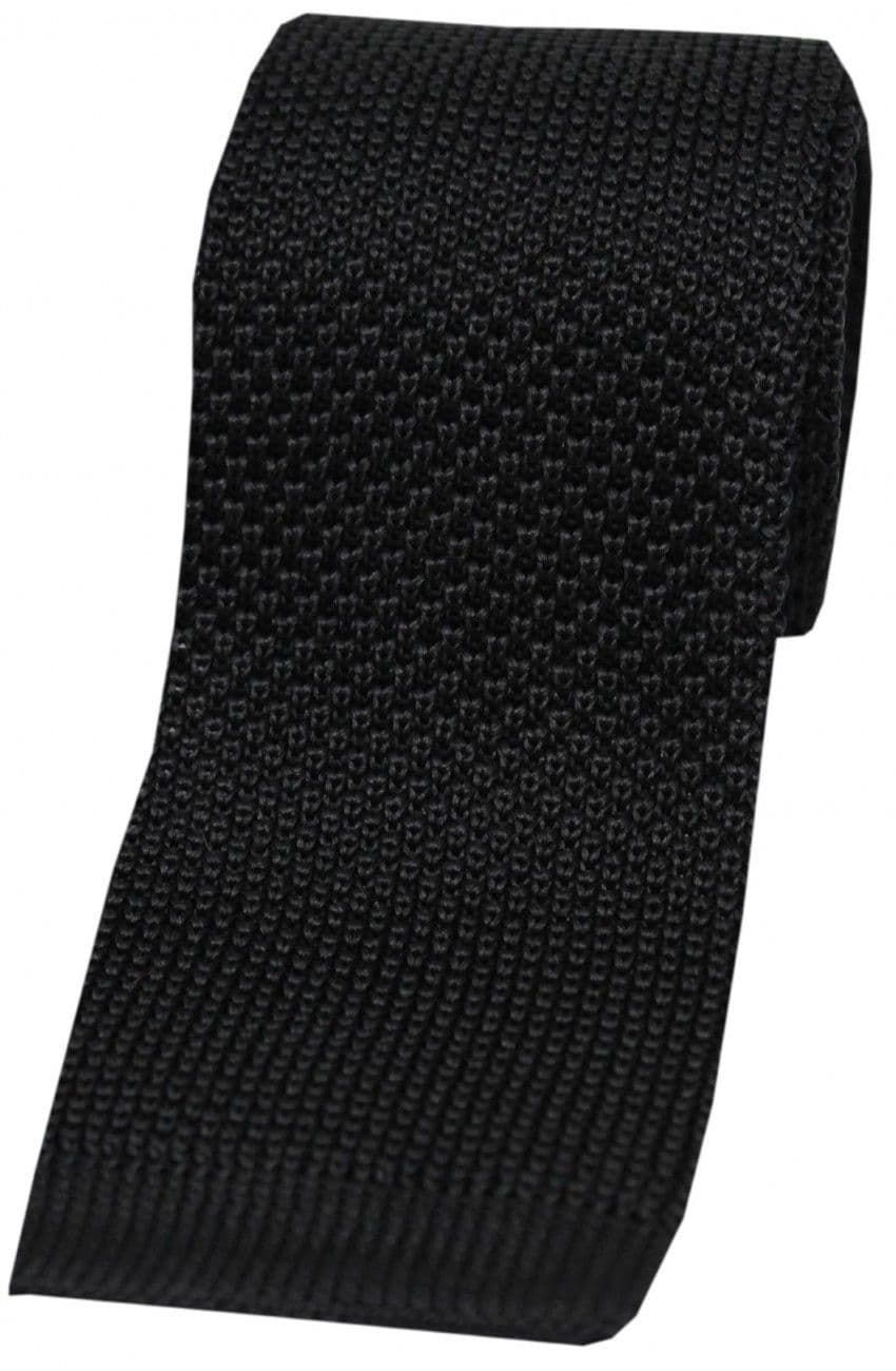 Soprano Knitted Polyester Square Cut 5.5cm Country Tie - Black