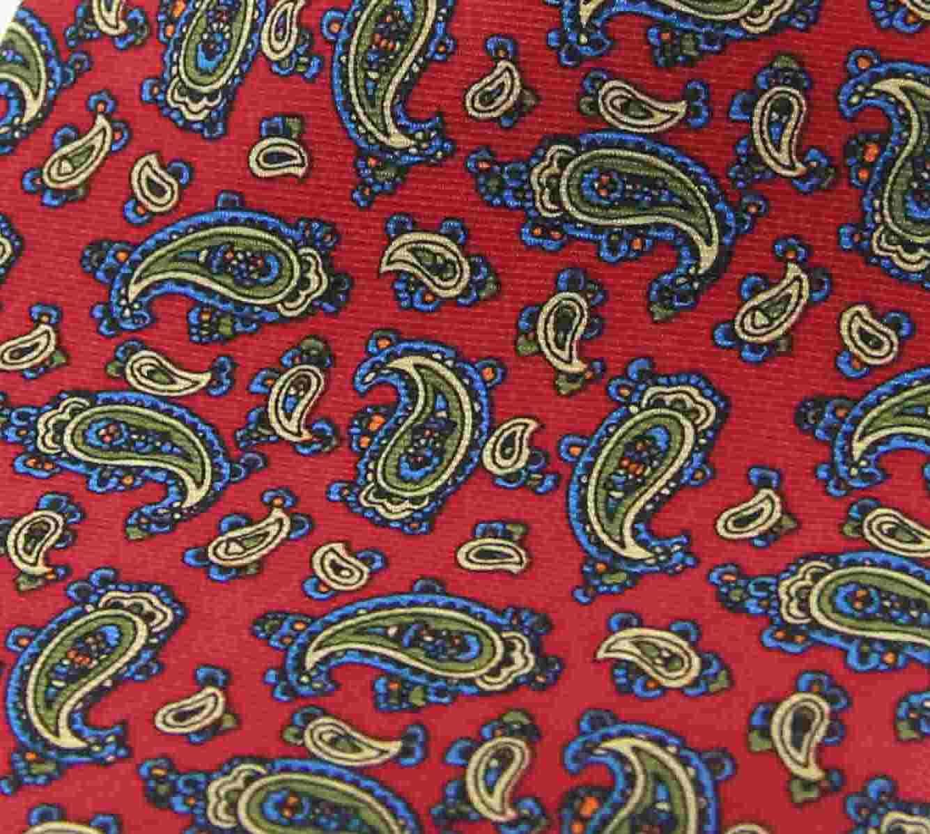 Soprano Paisley Small Printed Silk Twill Country Handkerchief - Red