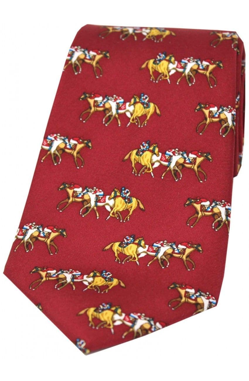 Soprano Racing Jockeys Printed Silk Country Tie - Red