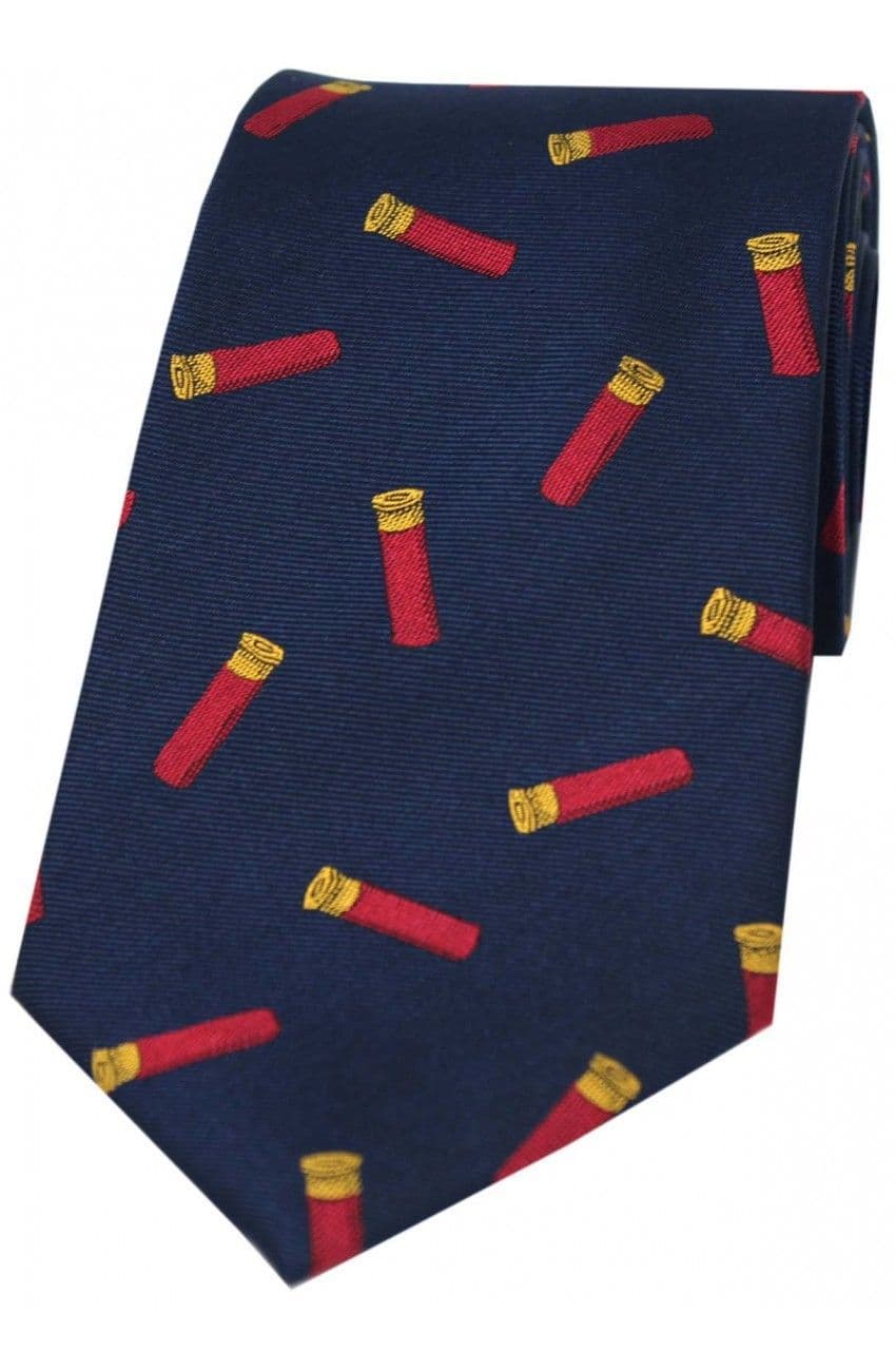 Soprano Red Shotgun Cartridges Woven Silk Country Tie -  Blue