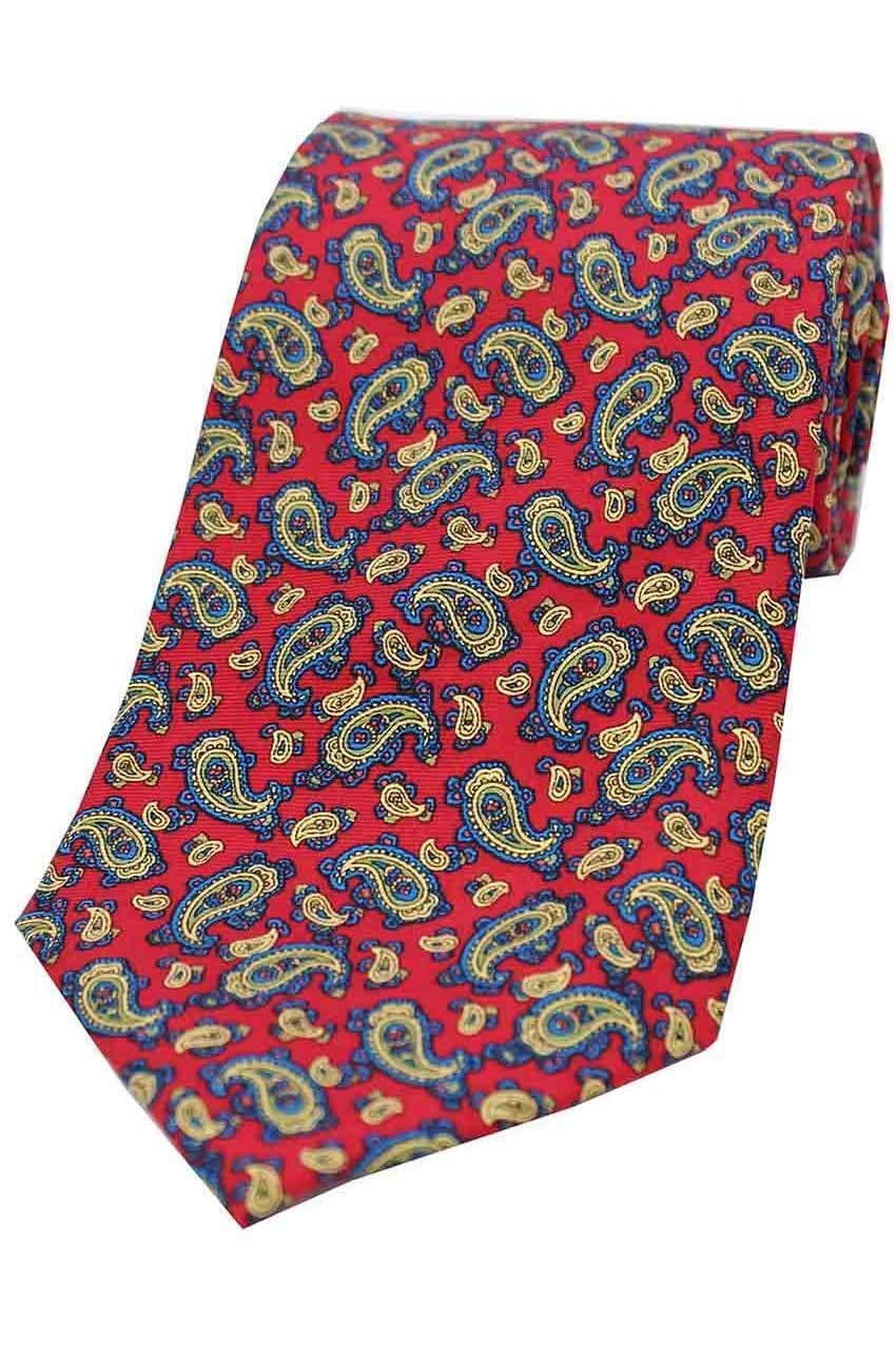 Soprano Vintage Paisley Printed Silk Country Tie  - Red