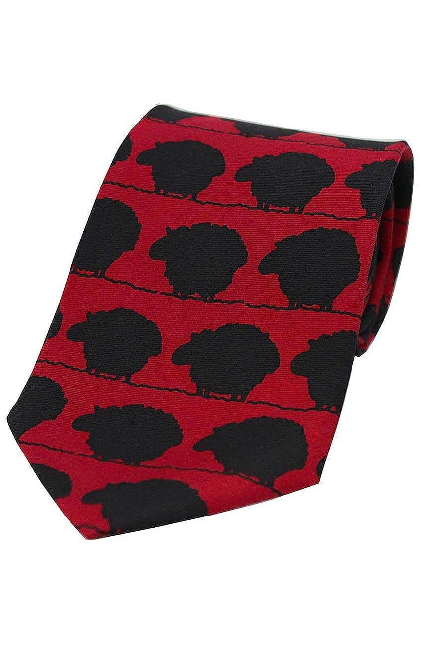 Soprano White Sheep Of The Family Printed Silk Country Tie - Red