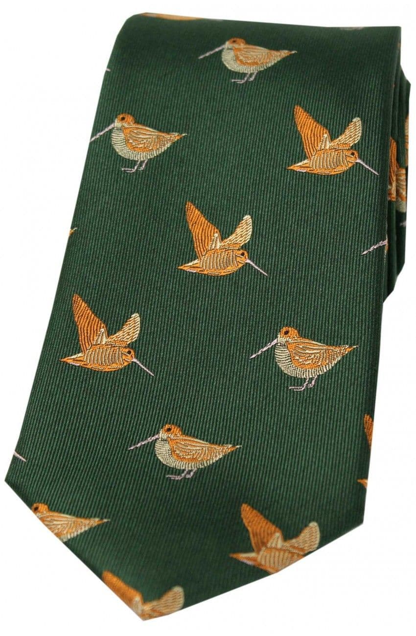 Soprano Woodcocks Woven Silk Country Tie - Country Green