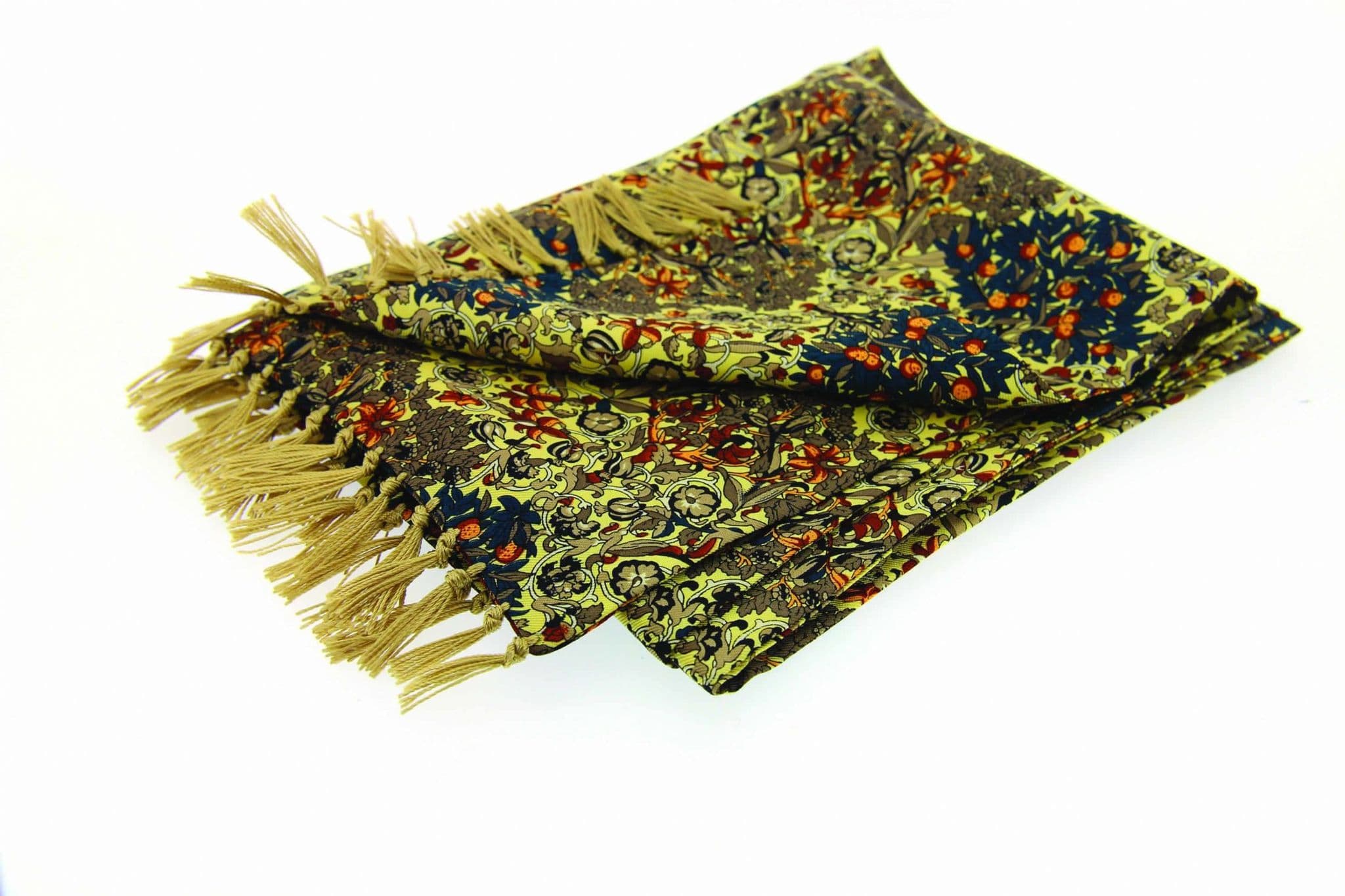 Soprano Yellow Patterned Tubular Printed Silk Country Scarf