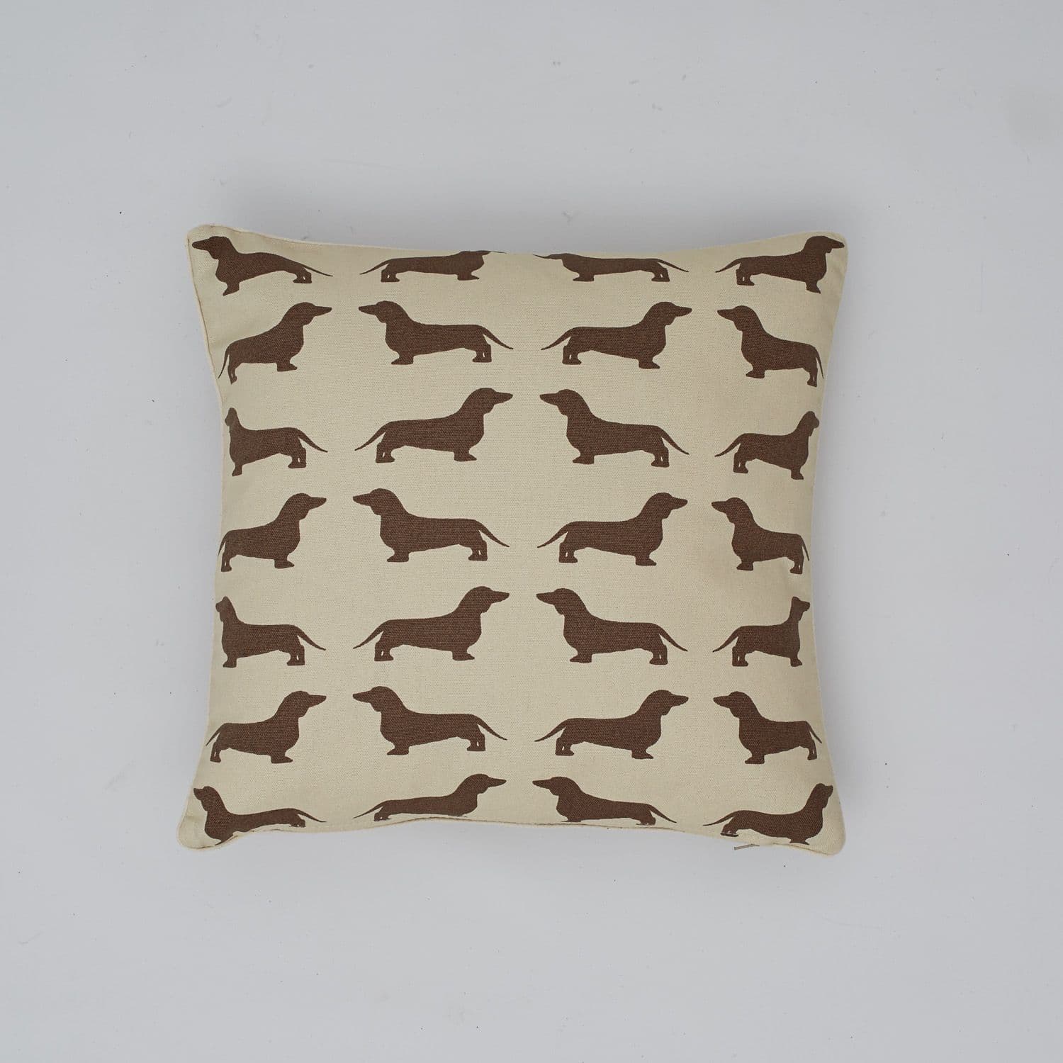 The Labrador Company Cotton Print Cushion - Brown Dachshund