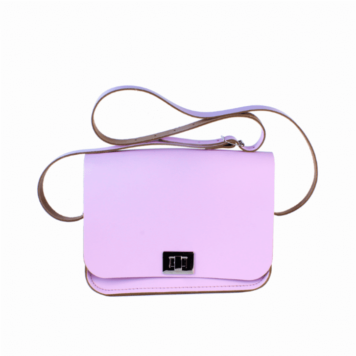 Traditional Handmade British Vintage Leather Medium Pixi Bag - Parma Violet