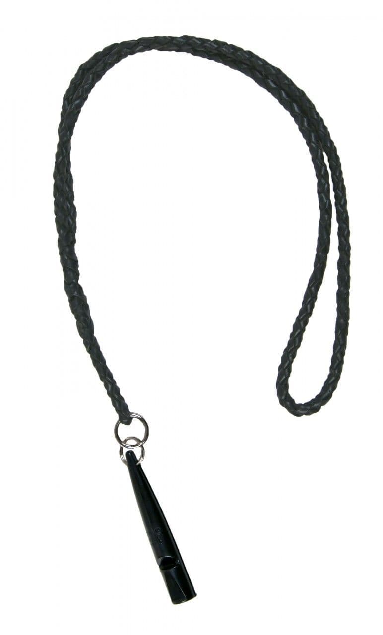 Turner Richards Black Plaited Leather Lanyard Whistle Set