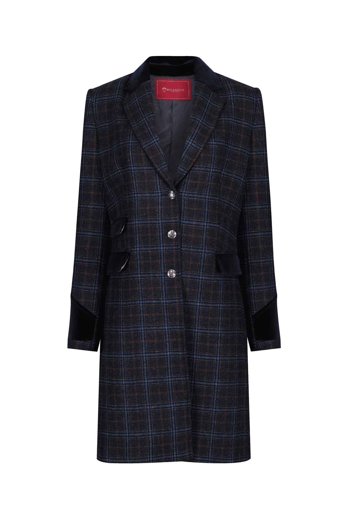 Welligogs Demelza Coat -Blue/Tan Check