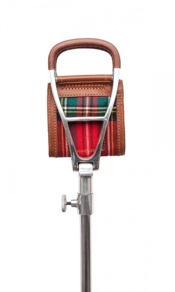 Leather Adjustable Shooting Stick - Tartan