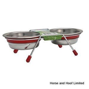 Loving Pets Red Silent Double Dinner Bowl