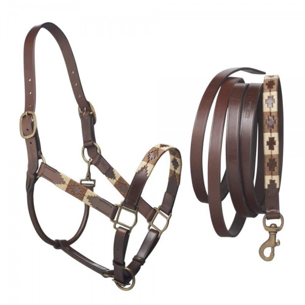 Pampeano Headcollar and Leadrope Set - Brown/Cream