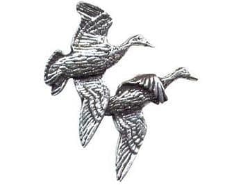 Pewter Pair Of Ducks Badge