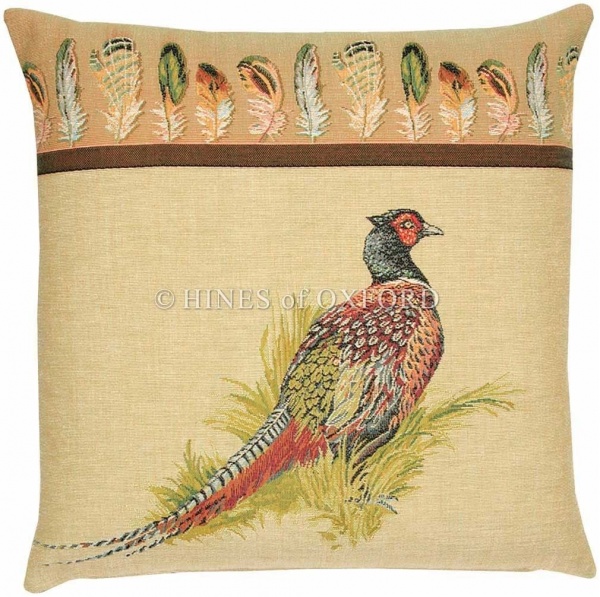 Pheasant & Feathers- Fine Tapestry Cushion
