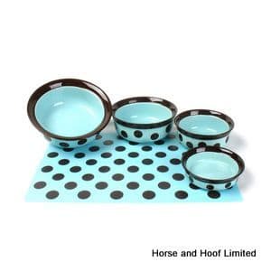 Rosewood Pet Dish Spotty Dog Bowl - Teal & Brown