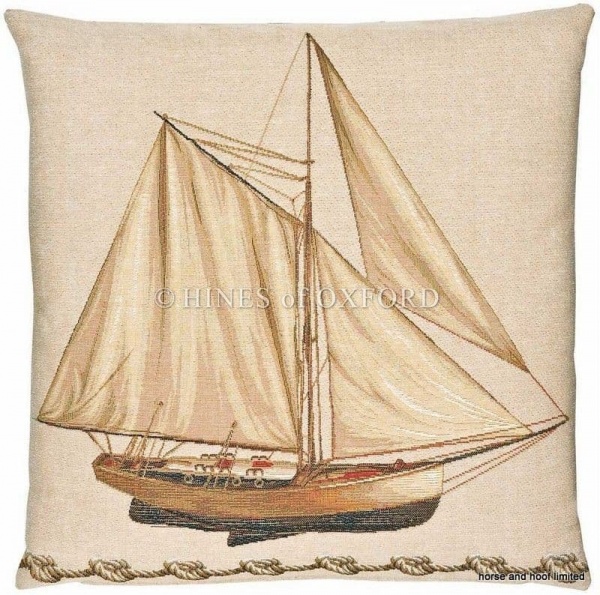 Sailing Boat - Fine Woven Nautical Tapestry Cushion