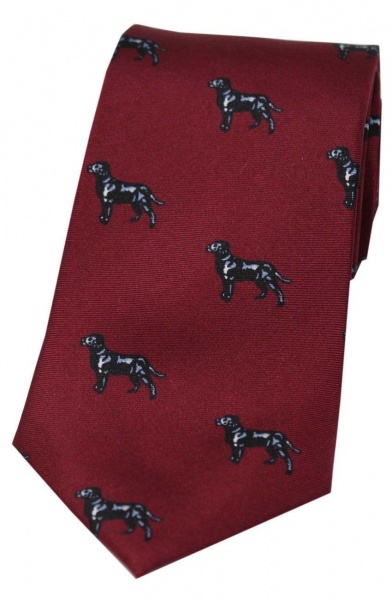 Soprano Black Labradors Printed Silk Country Tie - Wine