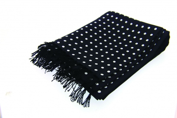 Soprano Black Spotted Tubular Printed Silk Country Scarf