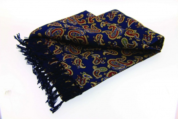 Soprano Blue Paisley Tubular Printed Silk Country Scarf