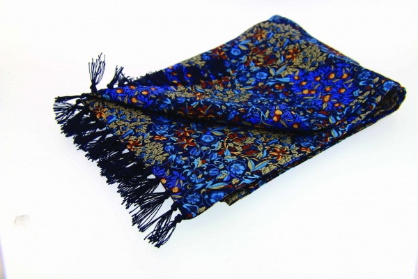 Soprano Blue Patterned Tubular Printed Silk Country Scarf