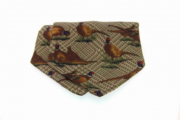 Soprano Brown Patterned Pheasant Silk Country Cravat