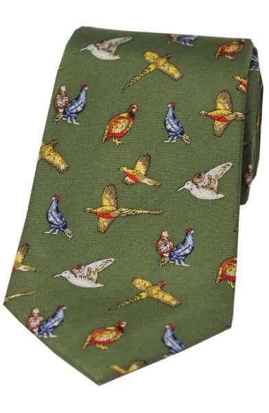 Soprano Country/Game Birds Printed Silk Country Tie - Country Green