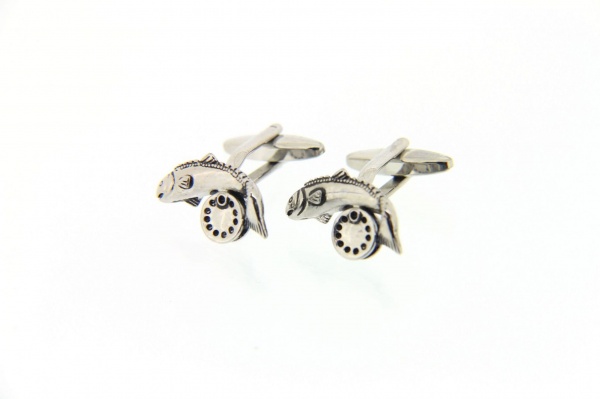 Soprano Fish and Reel Silver Plated 3D Country Cufflinks