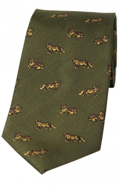Soprano Foxes Woven Silk Country Tie - Green
