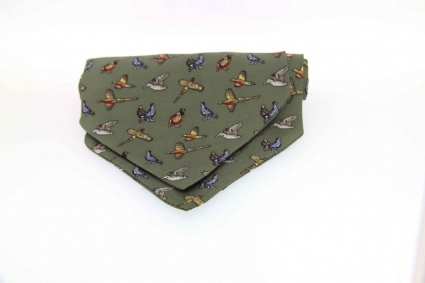 Soprano Game Birds Olive Green Silk Country Cravat
