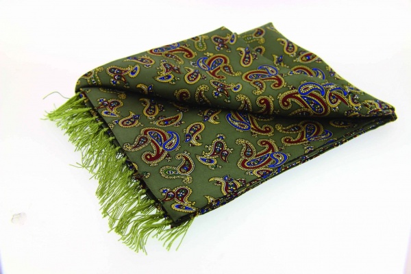 Soprano Green Paisley Tubular Printed Silk Country Scarf