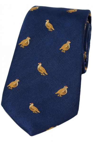 Soprano Grouse Woven Silk Country Tie - Navy Blue