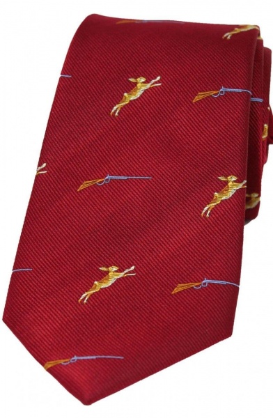 Soprano Hares and Shotguns Woven Silk Country Tie - Red
