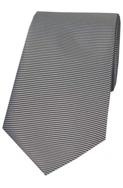 Soprano Horizontal Ribbed Polyester Woven Country Tie - Grey