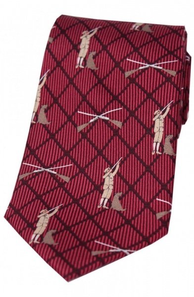 Soprano Hunter and Labrador Printed Silk Country Tie - Wine