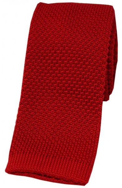 Soprano Knitted Poly Square Cut 5.5cm Country Tie - Red