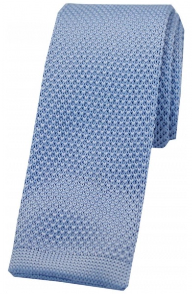 Soprano Knitted Poly Square Cut 5.5cm Country Tie - Sky Blue