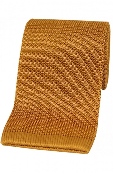 Soprano Knitted Silk Luxury Square Cut 7cm Country Tie - Burnt Orange