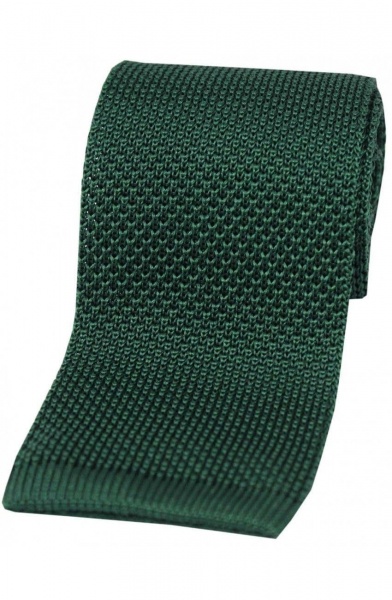 Soprano Knitted Silk Luxury Square Cut 7cm Country Tie - Racing Green