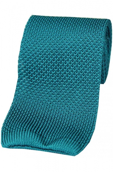 Soprano Knitted Silk Luxury Square Cut 7cm Country Tie - Turquoise