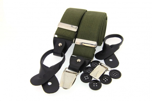 Soprano Luxury Plain Country Braces - Olive